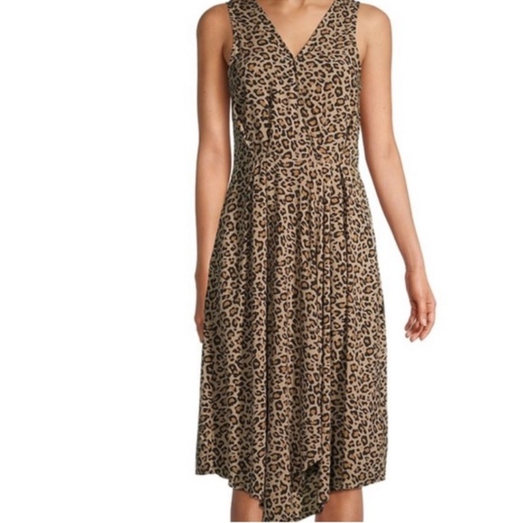beachlunchlounge Brown Leopard Print Midi Dress Medium Flowy Capsule Beachy - Picture 4 of 15